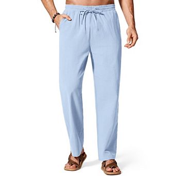 COOFANDY Men' Linen Pants Lightweight Elastic Waist Drawstring Casual Beach Yoga Pants