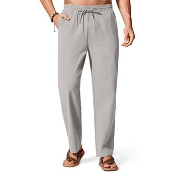 COOFANDY Men' Linen Pants Lightweight Elastic Waist Drawstring Casual Beach Yoga Pants