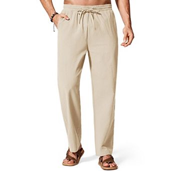 COOFANDY Men' Linen Pants Lightweight Elastic Waist Drawstring Casual Beach Yoga Pants