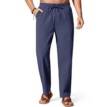 COOFANDY Men' Linen Pants Lightweight Elastic Waist Drawstring Casual Beach Yoga Pants