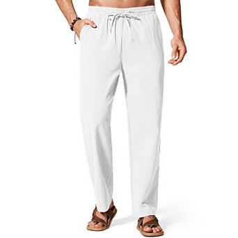 COOFANDY Men' Linen Pants Lightweight Elastic Waist Drawstring Casual Beach Yoga Pants