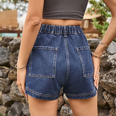 Women's Cargo Denim Shorts Summer Casual Vintage Loose Button Zipper Shorts