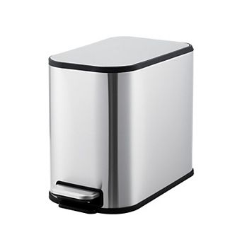 5 L Trash Can with Lid, Stainless Steel Small Waste Bin with Step Pedal & Inner Bucket, Soft Close