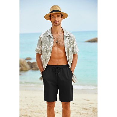 COOFANDY Men' Hawaiian Beach Shorts Elastic Waist Drawstring Lightweight Summer Casual Shorts