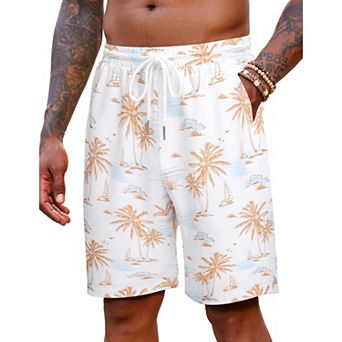 COOFANDY Men' Hawaiian Beach Shorts Elastic Waist Drawstring Lightweight Summer Casual Shorts