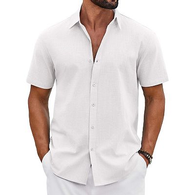 summer dress shirts for men Short Sleeve Shirt for Tall Men in Ice Blue Abstract Stripe M / Tall / Ice Blue Abstract Stripe
