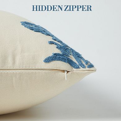 1 Pc Pillow Cover, 18x18 Inch Floral Embroidery Print Throw Cushion Cases for Couch Bed Bench