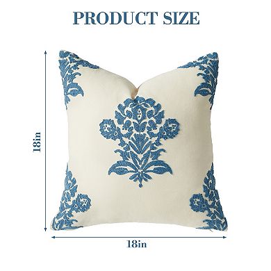 1 Pc Pillow Cover, 18x18 Inch Floral Embroidery Print Throw Cushion Cases for Couch Bed Bench