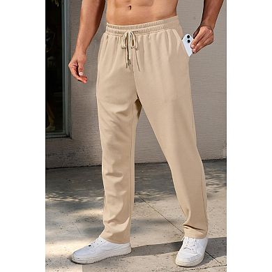 COOFANDY Men' Casual Pants Waffle Knit Yoga Pants Lightweight Sweatpants Open Bottom Lounge