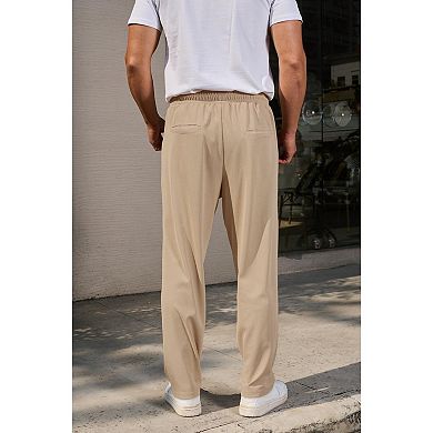 COOFANDY Men' Casual Pants Waffle Knit Yoga Pants Lightweight Sweatpants Open Bottom Lounge