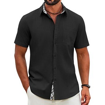 COOFANDY Men' Casual Shirts Button Up Shirts Lightweight Linen Shirt Beach Vacation Shirt for Men