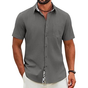 COOFANDY Men' Casual Shirts Button Up Shirts Lightweight Linen Shirt Beach Vacation Shirt for Men
