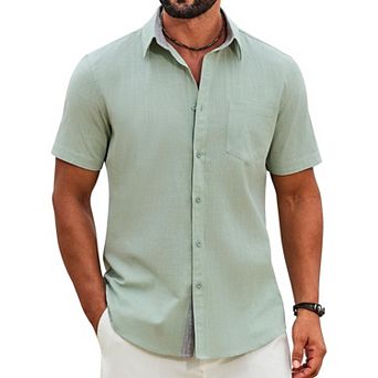 COOFANDY Men' Casual Shirts Button Up Shirts Lightweight Linen Shirt Beach Vacation Shirt for Men