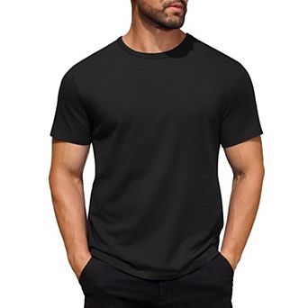 COOFANDY Men' Cotton T-Shirt Short Sleeve Crew Neck Tee Shirts Casual Solid Basic Tops