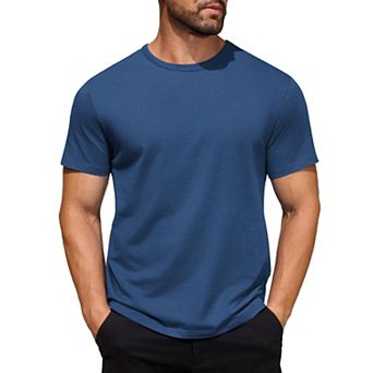 COOFANDY Men' Cotton T-Shirt Short Sleeve Crew Neck Tee Shirts Casual Solid Basic Tops