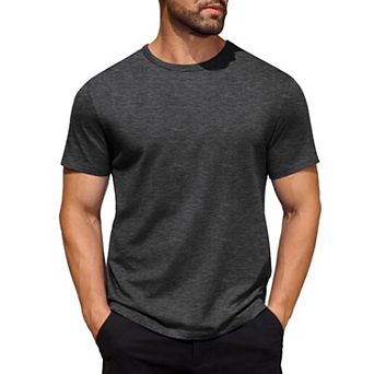 COOFANDY Men' Cotton T-Shirt Short Sleeve Crew Neck Tee Shirts Casual Solid Basic Tops