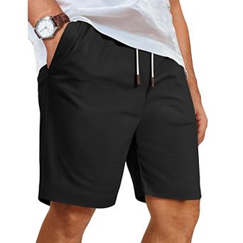 COOFANDY Mens Casual Shorts Khaki Shorts Men Drawstring Elastic Waist Shorts Summer Beach Wedding