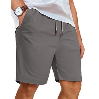 COOFANDY Mens Casual Shorts Khaki Shorts Men Drawstring Elastic Waist Shorts Summer Beach Wedding
