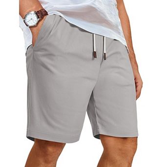 COOFANDY Mens Casual Shorts Khaki Shorts Men Drawstring Elastic Waist Shorts Summer Beach Wedding