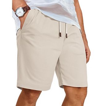 COOFANDY Mens Casual Shorts Khaki Shorts Men Drawstring Elastic Waist Shorts Summer Beach Wedding