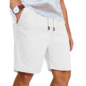 COOFANDY Mens Casual Shorts Khaki Shorts Men Drawstring Elastic Waist Shorts Summer Beach Wedding