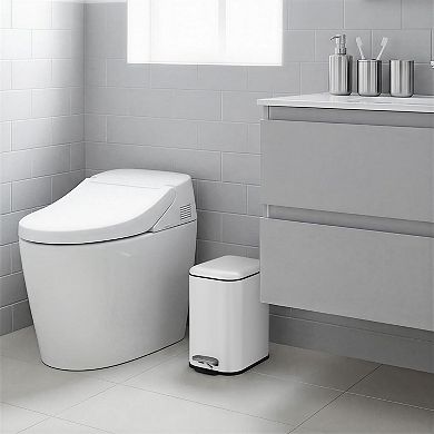 5 Liter Slim Trash Can with Lid, Kitchen Garbage Can with Inner Bucket & Step On Foot Pedal