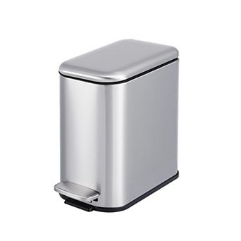 5 Liter Slim Trash Can with Lid, Kitchen Garbage Can with Inner Bucket & Step On Foot Pedal