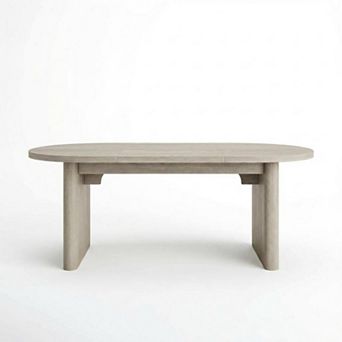 Oval Dining Table for 6-8 People, Solid Long Wood Kitchen Table, Double Pedestal Base