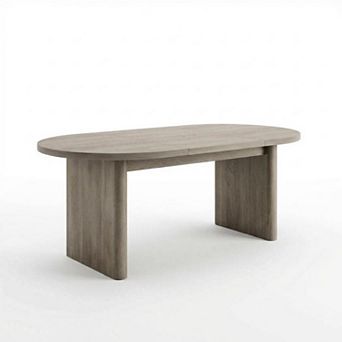 Oval Dining Table for 6-8 People, Solid Long Wood Kitchen Table, Double Pedestal Base