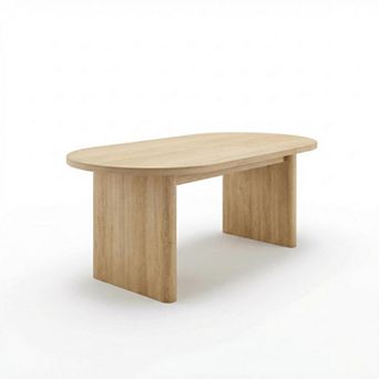 Oval Dining Table for 6-8 People, Solid Long Wood Kitchen Table, Double Pedestal Base