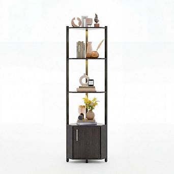 5 tier LED Corner Shelf with Lights, with LED Strips, Adjustable Brightness Corner Display Shelf
