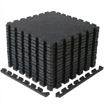 0.75 Inch Thick Exercise Equipment Mats, 12 Tiles Rubber & EVA Foam Interlocking Floor Tiles for Gym