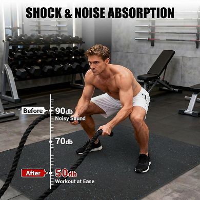 0.75 Inch Thick Exercise Equipment Mats, 12 Tiles Rubber & EVA Foam Interlocking Floor Tiles for Gym