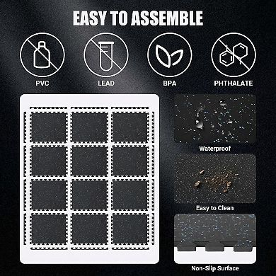 0.75 Inch Thick Exercise Equipment Mats, 12 Tiles Rubber & EVA Foam Interlocking Floor Tiles for Gym