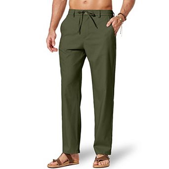COOFANDY Men' Cotton Linen Pants Casual Drawstring Dress Pants Beach Summer Lightweight Trousers