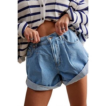 Jean Shorts for Women Baggy High Waisted Cuffed Jorts Wide Leg Pockets Summer Streetwear