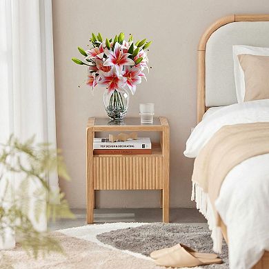 Artificial Lily Flower Arrangement in Vase with Faux Water for Home Decor