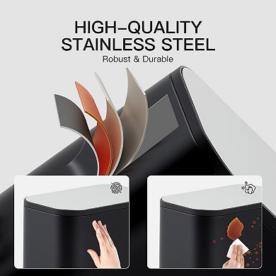 5 L Trash Can with Lid, Stainless Steel Small Waste Bin with Step Pedal & Inner Bucket, Soft Close
