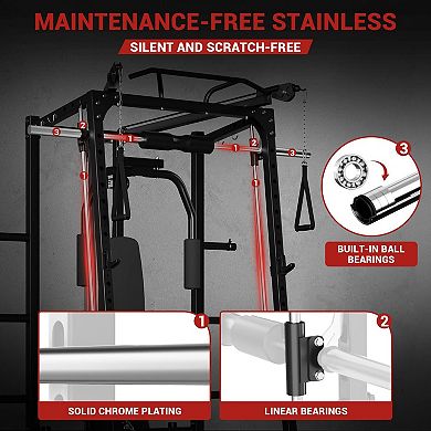 2000LBS Smith Machine Home Gym, Multi-Function Power Cage Squat Rack for Total Body Strength