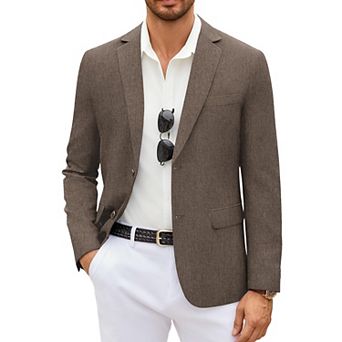 COOFANDY Men' Linen Blazer Casual Lightweight Two Button Sport Coats Formal Business Suit Jacket