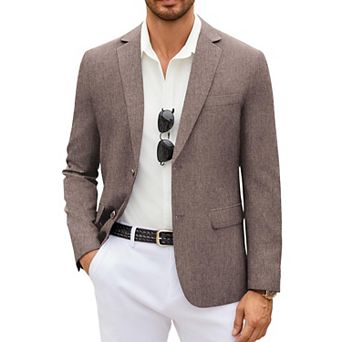 COOFANDY Men' Linen Blazer Casual Lightweight Two Button Sport Coats Formal Business Suit Jacket