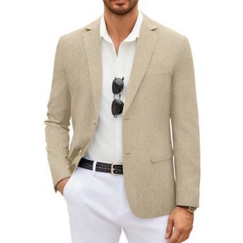 COOFANDY Men' Linen Blazer Casual Lightweight Two Button Sport Coats Formal Business Suit Jacket