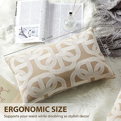 20"x12" Jacquard Lumbar Pillow Cover Soft Modern Geometric Cushion Case for Couch Sofa, 1 Pc