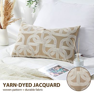 20"x12" Jacquard Lumbar Pillow Cover Soft Modern Geometric Cushion Case for Couch Sofa, 1 Pc