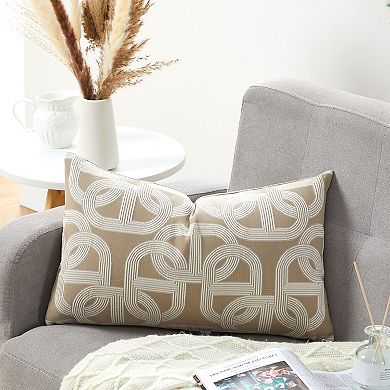 20"x12" Jacquard Lumbar Pillow Cover Soft Modern Geometric Cushion Case for Couch Sofa, 1 Pc