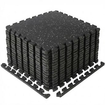 0.75 Inch Thick Exercise Equipment Mats, 12 Tiles Rubber & EVA Foam Interlocking Floor Tiles for Gym
