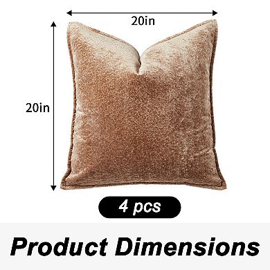 Pack of 4 Chenille Pillow Covers 20x20 Inch Soft Boho Decorative Pillowcases for Bed Living Room