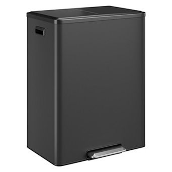 Dual Compartments Stainless Steel Trash Can, 2 Removable Inner Buckets - 2 x 8 Gallon Trash Can