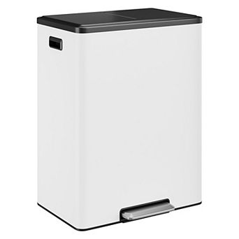 Dual Compartments Stainless Steel Trash Can, 2 Removable Inner Buckets - 2 x 8 Gallon Trash Can