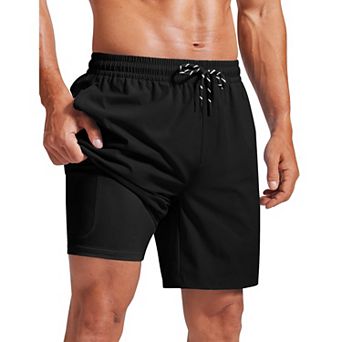 COOFANDY Men' 7 Inch Swim Trunks 2 in 1 Board Shorts Quick Dry Swim Shorts Elastic Waist Vacation